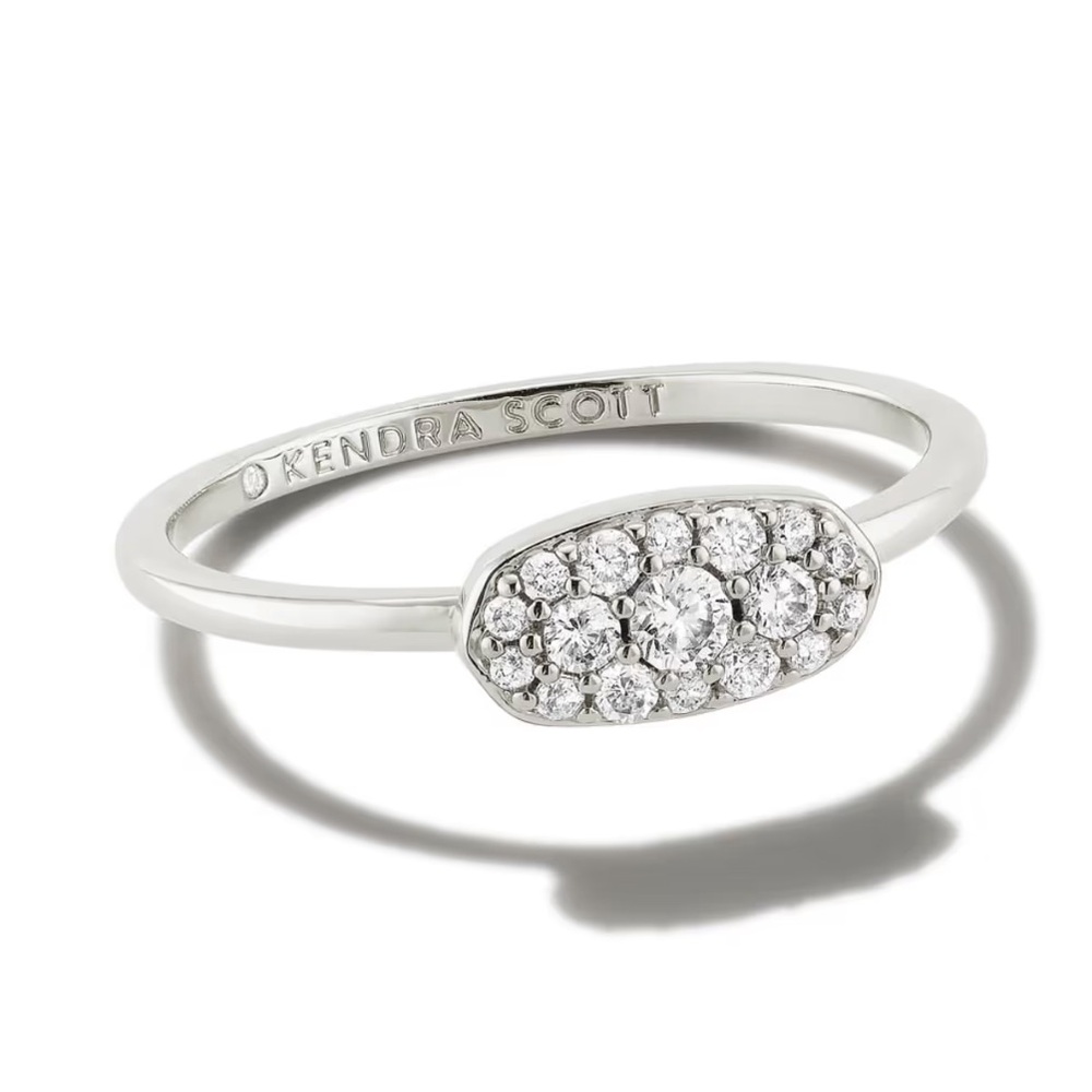 Kendra Scott Grayson Band Ring In White CZ 9 New